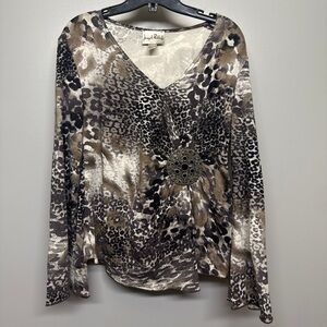Joseph Ribkoff Animal Print Blouse with Embellishment